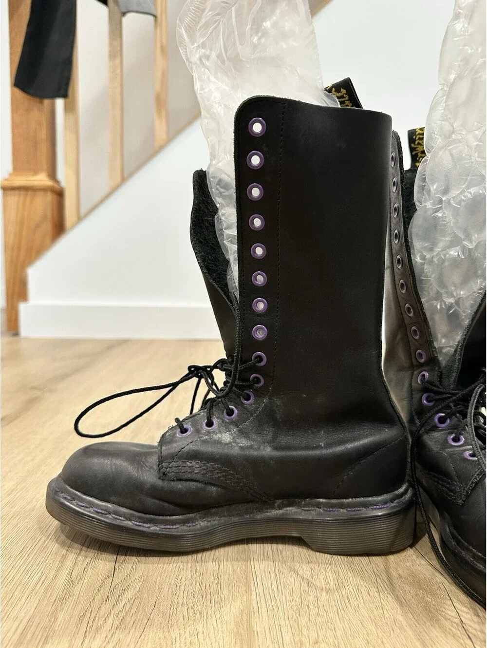 Doc Dr. Martens 14 Eye Boots Women's Size 4 Black Leather Combat England